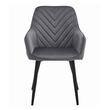 Scaun stil fotoliu bucatarie/living, Artool, Nana, catifea gri inchis, picioare metal negru, 54x61x83.5 cm