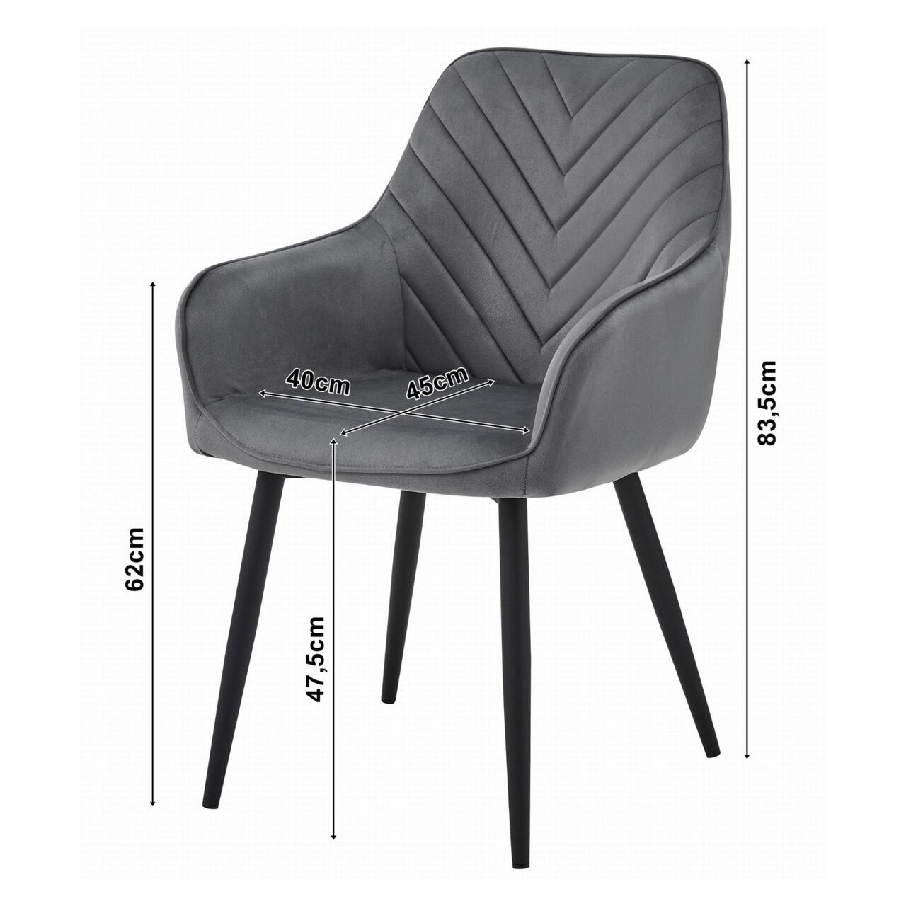 Dimensiuni scaun Nana: inaltime 83.5 cm, sezut la 47.5 cm, brate la 62 cm
