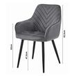 Scaun stil fotoliu bucatarie/living, Artool, Nana, catifea gri inchis, picioare metal negru, 54x61x83.5 cm