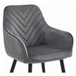 Scaun stil fotoliu bucatarie/living, Artool, Nana, catifea gri inchis, picioare metal negru, 54x61x83.5 cm