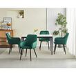 Scaun stil fotoliu bucatarie/living, Artool, Nana, catifea verde inchis, picioare metal negru, 54x61x83.5 cm
