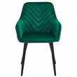 Scaun stil fotoliu bucatarie/living, Artool, Nana, catifea verde inchis, picioare metal negru, 54x61x83.5 cm