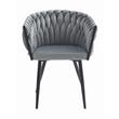 Scaun stil fotoliu bucatarie/living, Artool, Orion, catifea, metal, gri si negru, 61x55x79 cm