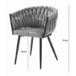 Scaun stil fotoliu bucatarie/living, Artool, Orion, catifea, metal, gri si negru, 61x55x79 cm
