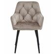 Scaun stil fotoliu bucatarie/living, Artool, York, catifea, metal, bej inchis si negru, 56x62x83.5 cm