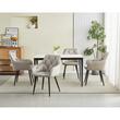 Scaun stil fotoliu bucatarie/living, Artool, York, catifea, metal, bej inchis si negru, 56x62x83.5 cm