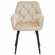Scaun stil fotoliu bucatarie/living, Artool, York, catifea, metal, bej si negru, 56x62x83.5 cm