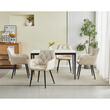 Scaun stil fotoliu bucatarie/living, Artool, York, catifea, metal, bej si negru, 56x62x83.5 cm