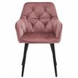 Scaun stil fotoliu bucatarie/living, Artool, York, catifea, metal, roz si negru, 56x62x83.5 cm