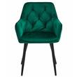 Scaun stil fotoliu bucatarie/living, Artool, York, catifea, metal, verde si negru, 56x62x83.5 cm