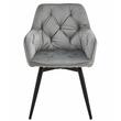 Scaun stil fotoliu bucatarie/living, Artool, York, rotativ, catifea, metal, gri argintiu si negru, 56x61x84 cm