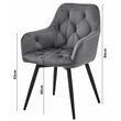 Scaun stil fotoliu bucatarie/living, Artool, York, rotativ, catifea, metal, gri inchis si negru, 56x61x84 cm