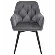 Scaun stil fotoliu bucatarie/living, Artool, York, rotativ, catifea, metal, gri inchis si negru, 56x61x84 cm