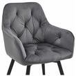 Scaun stil fotoliu bucatarie/living, Artool, York, rotativ, catifea, metal, gri inchis si negru, 56x61x84 cm