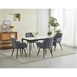 Scaun stil fotoliu bucatarie/living, Artool, York, rotativ, catifea, metal, gri inchis si negru, 56x61x84 cm