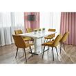 Scaun stil scandinav, Jumi, Misty, catifea, metal, mustar si negru, 53x63x83 cm