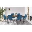 Scaun stil scandinav, Jumi, Piado, catifea, metal, albastru si negru, 44x52x89 cm