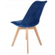 Scaun stil scandinav, lemn, velur, albastru, 49x60x82 cm, Bari