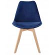 Scaun stil scandinav, lemn, velur, albastru, 49x60x82 cm, Bari