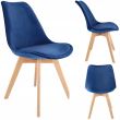 Scaun stil scandinav, lemn, velur, albastru, 49x60x82 cm, Bari