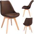 Scaun stil scandinav, lemn, velur, maro, set 4 buc, 49x60x82 cm, Bari, Jumi