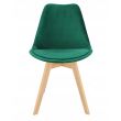 Scaun stil scandinav, lemn, velur, verde, 49x60x82 cm, Bari