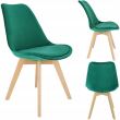 Scaun stil scandinav, lemn, velur, verde, 49x60x82 cm, Bari