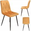 Scaun stil scandinav, matlasat, velur, metal, galben, 44x52x89 cm, Piado