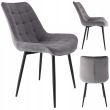 Scaune stil scandinav, metalic, velur, gri, set 4 buc, 53x63x83 cm, Misty