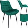 Scaune stil scandinav, metalic, velur, verde, set 4 buc, 53x63x83 cm, Misty