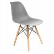 Scaune stil scandinav, plastic, lemn, gri, set 4 buc, 46x52x81 cm, Eva