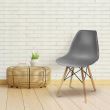 Scaune stil scandinav, plastic, lemn, gri, set 4 buc, 46x52x81 cm, Eva