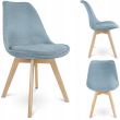 Scaune stil scandinav, stofa, lemn, albastru deschis, set 4 buc, 49x55x82 cm