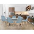 Scaun stil scandinav, stofa, lemn, albastru deschis, 49x55x82 cm