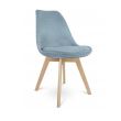 Scaune stil scandinav, stofa, lemn, albastru deschis, set 4 buc, 49x55x82 cm