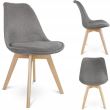 Scaun stil scandinav, stofa, lemn, gri, 49x55x82 cm