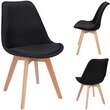 Scaun stil scandinav, stofa, lemn, negru, 49x55x82 cm