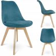 Scaun stil scandinav, stofa, lemn, verde marin, 49x55x82 cm