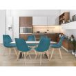Scaun stil scandinav, stofa, lemn, verde marin, 49x55x82 cm