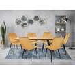 Scaune stil scandinav, velur, metal, galben mustar, set 4 buc, 54x61x83 cm, Viva