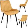 Scaune stil scandinav, velur, metal, galben mustar, set 4 buc, 54x61x83 cm, Viva