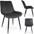 Scaune stil scandinav, velur, metal, negru, set 4 buc, 54x61x83 cm, Viva