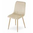 Set 4 scaune bucatarie/living, Lava, catifea, metal, bej deschis si natur, 45x55x86 cm