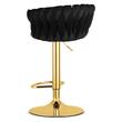 Set 2 scaune de bucatarie/bar, Artool, Mig, rotativ, catifea neagra, picior metal auriu, 51x50x84-105 cm