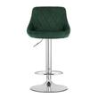 Set 2 scaune de bucatarie/bar, Artool, Kast, rotativ, catifea verde, picior metal argintiu, 45.5x49x85-105 cm