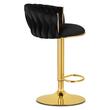 Set 2 scaune de bucatarie/bar, Artool, Mig, rotativ, catifea neagra, picior metal auriu, 51x50x84-105 cm