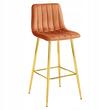 Set 2 scaune de bucatarie/bar, Artool, Pozza, catifea portocaliu cupru, picioare metal auriu, 43x49x102 cm