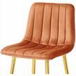 Set 2 scaune de bucatarie/bar, Artool, Pozza, catifea portocaliu cupru, picioare metal auriu, 43x49x102 cm