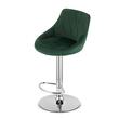 Set 2 scaune de bucatarie/bar, Artool, Kast, rotativ, catifea verde, picior metal argintiu, 45.5x49x85-105 cm