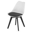 Set 4 scaune bucatarie/living, Artool, Mark, PP alb, picioare negre, perna piele ecologica neagra, 49x43x82 cm
